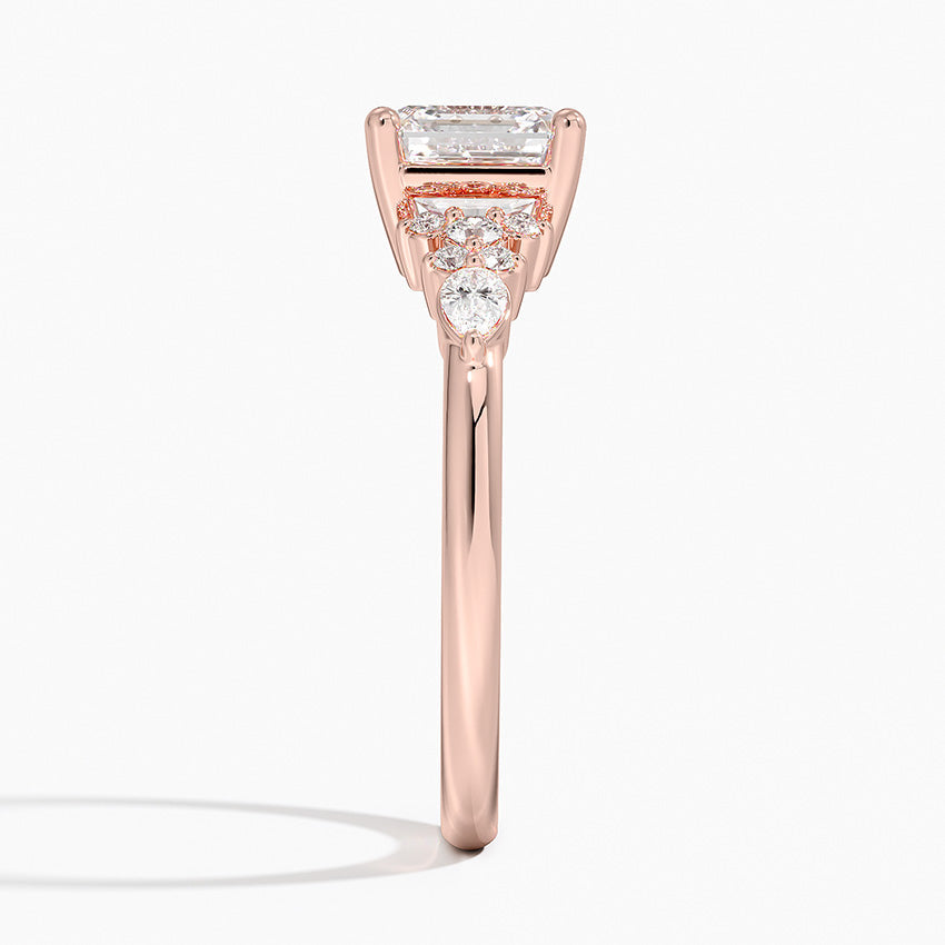 Dahlia Accents Lab Grown Diamond Engagement Ring in 18k Gold - Oval