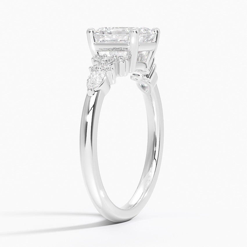 Dahlia Accents Lab Grown Diamond Engagement Ring in 18k Gold - Oval