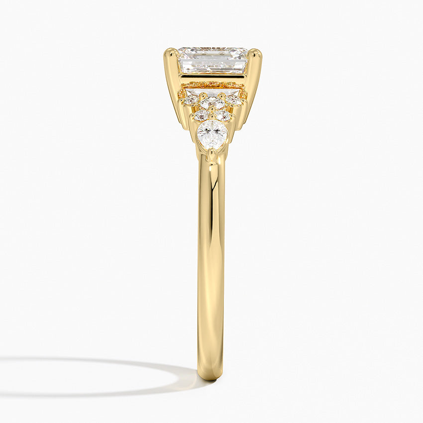 Dahlia Accents Lab Grown Diamond Engagement Ring in 18k Gold - Oval