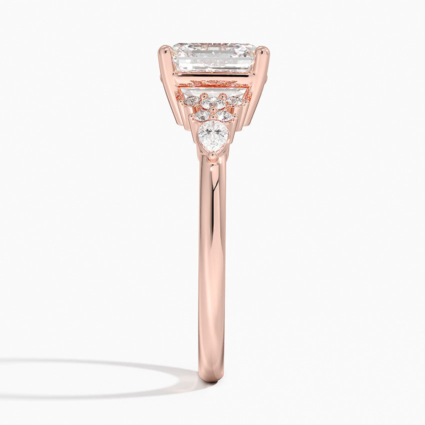 Dahlia Accents Lab Grown Diamond Engagement Ring in 18k Gold - Oval
