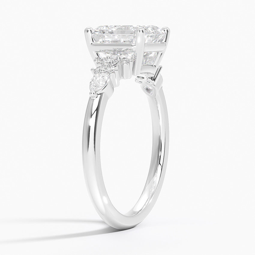 Dahlia Accents Lab Grown Diamond Engagement Ring in 18k Gold - Oval