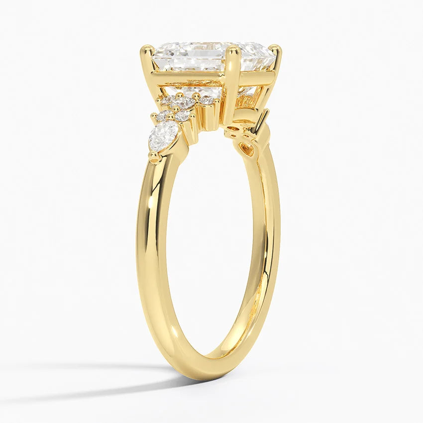 Dahlia Accents Lab Grown Diamond Engagement Ring in 18k Gold - Oval