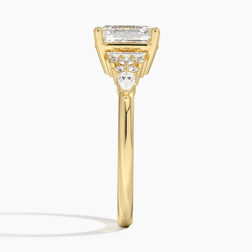 Dahlia Accents Lab Grown Diamond Engagement Ring in 18k Gold - Oval