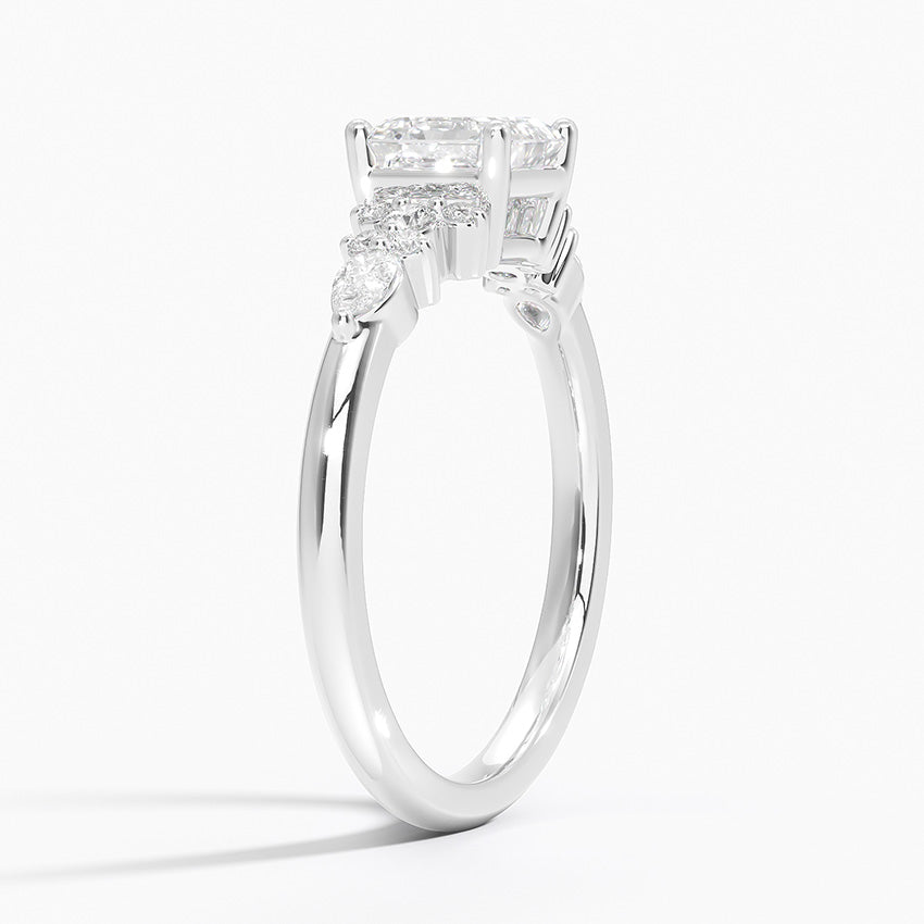 Dahlia Accents Lab Grown Diamond Engagement Ring in 18k Gold - Oval