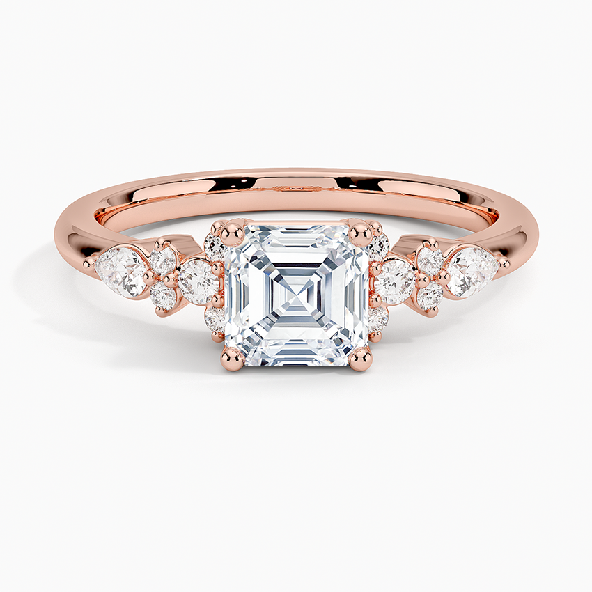 Dahlia Accents Lab Grown Diamond Engagement Ring in 18k Gold - Oval