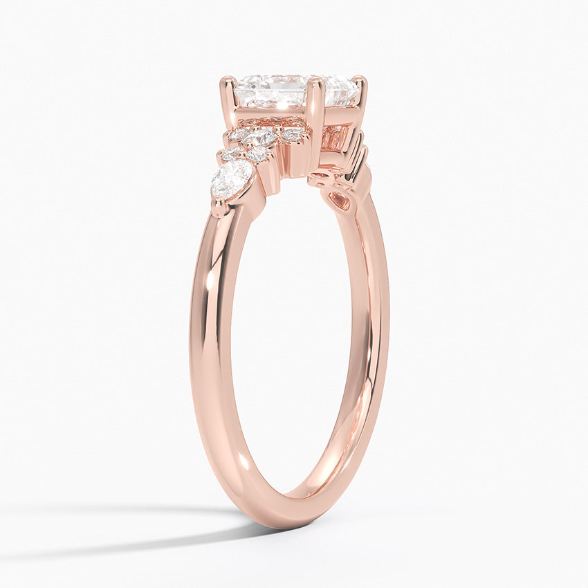 Dahlia Accents Lab Grown Diamond Engagement Ring in 18k Gold - Oval