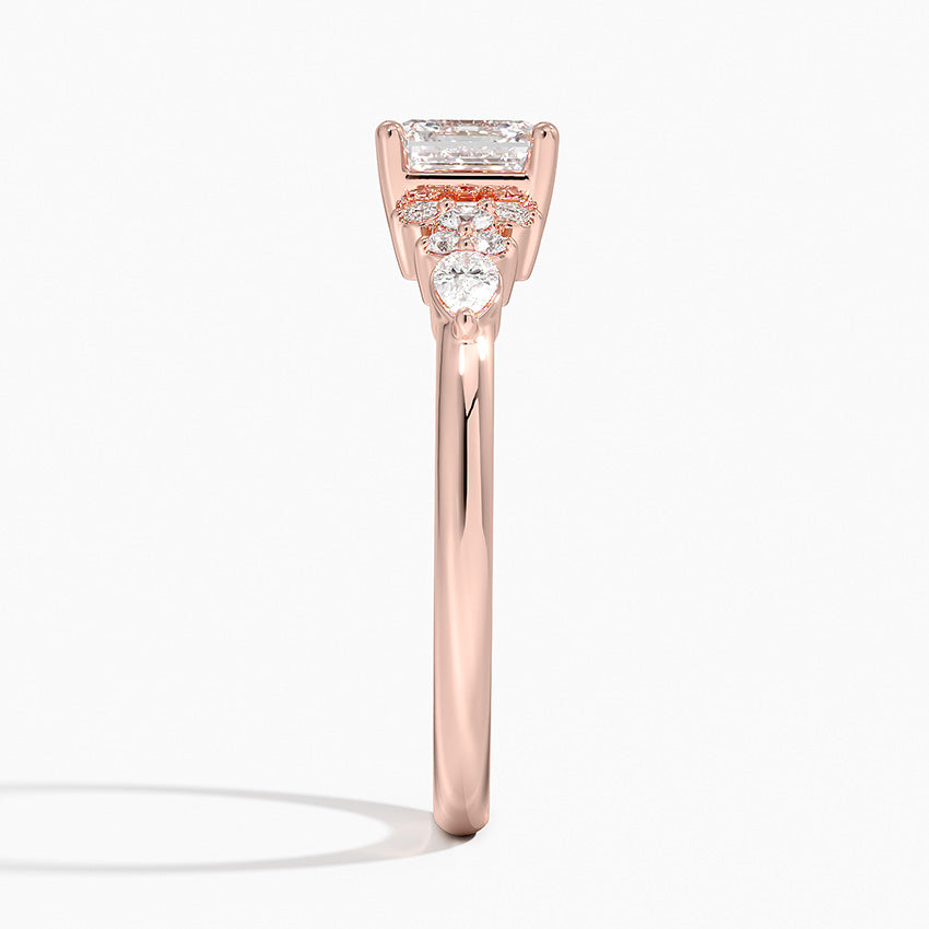 Dahlia Accents Lab Grown Diamond Engagement Ring in 18k Gold - Oval