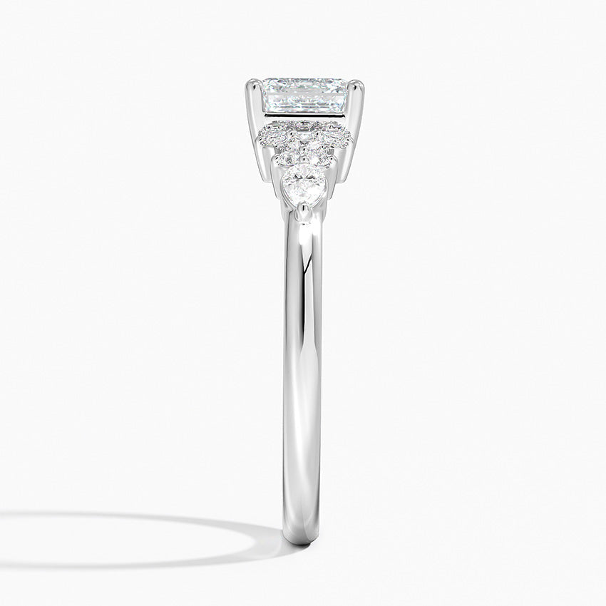 Dahlia Accents Lab Grown Diamond Engagement Ring in 18k Gold - Oval