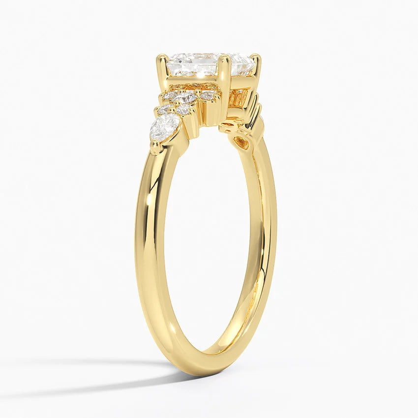 Dahlia Accents Lab Grown Diamond Engagement Ring in 18k Gold - Oval