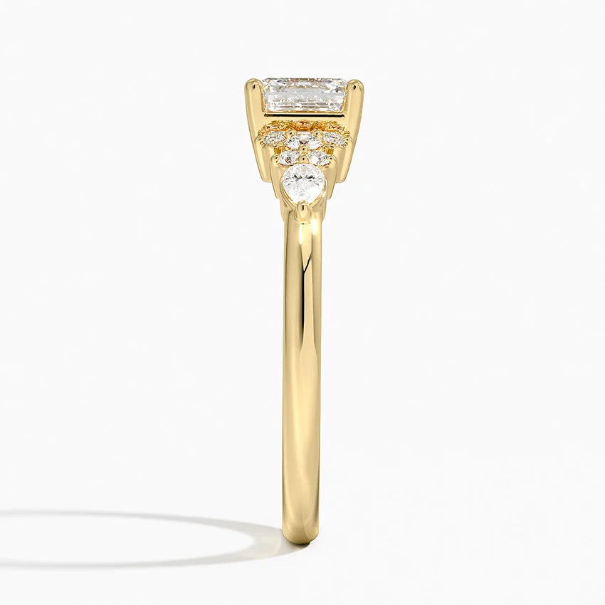 Dahlia Accents Lab Grown Diamond Engagement Ring in 18k Gold - Oval