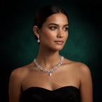 Pear and Marquise Diamond Fringe Bridal Jewelry Set with Necklace, Earrings, and Bracelet⁠