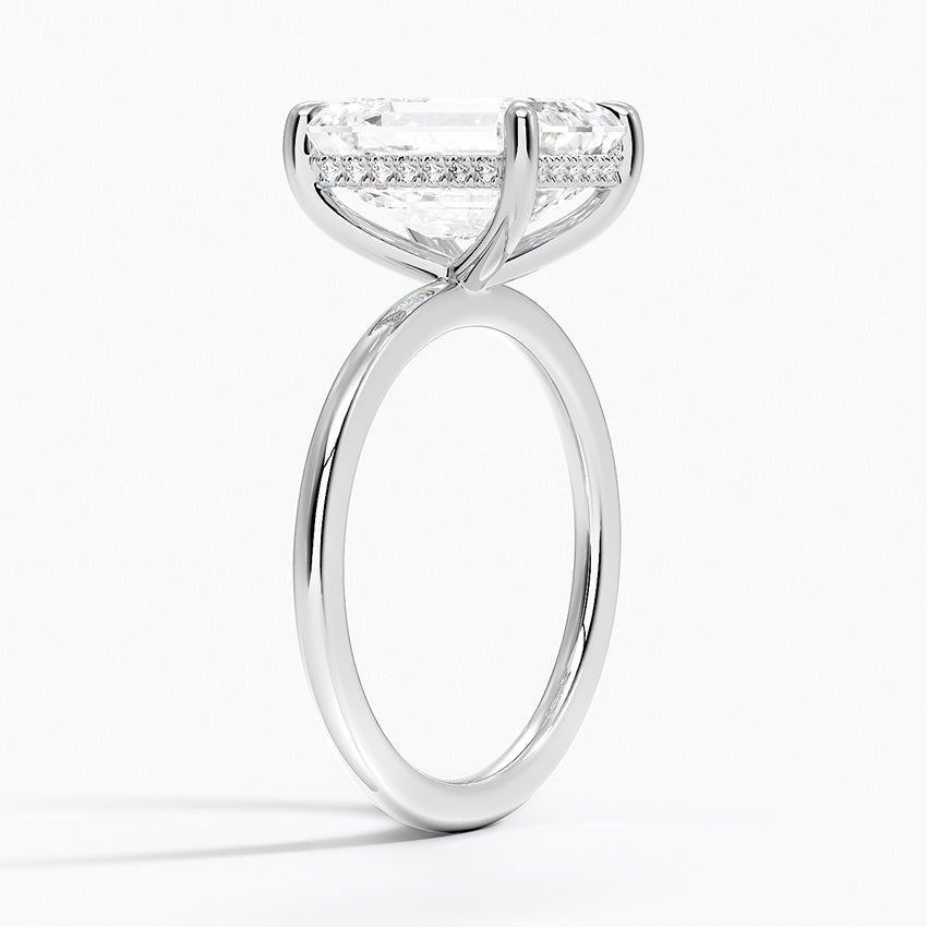 Emerald Cut Diamond Solitaire Engagement Ring in Solid Gold⁠