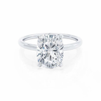 18K Solid White Gold Elongated Cushion Hidden Halo Lab Grown Diamond Ring