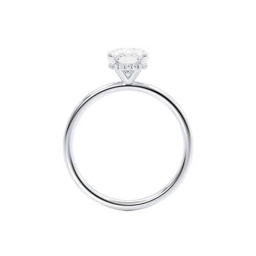 2 ct. Elongated Cushion Lab Diamond VS1 E Hidden Halo Solitaire Setting White Gold 18K