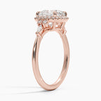18K Solid Gold Fran Cushion Vintage Accent Lab Diamond Ring