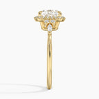 18K Solid Gold Fran Cushion Vintage Accent Lab Diamond Ring
