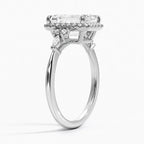 18K Solid Gold Fran Emerald Vintage Accent Lab Diamond Ring