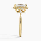 18K Solid Gold Fran Emerald Vintage Accent Lab Diamond Ring