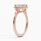 18K Solid Gold Fran Oval Vintage Accent Lab Diamond Ring
