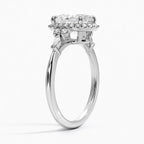 18K Solid Gold Fran Oval Vintage Accent Lab Diamond Ring