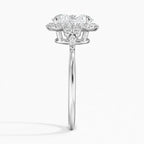 18K Solid Gold Fran Oval Vintage Accent Lab Diamond Ring