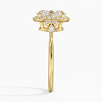 18K Solid Gold Fran Oval Vintage Accent Lab Diamond Ring