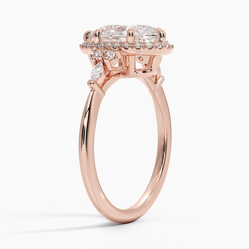 18K Solid Gold Fran Pear Vintage Accent Lab Diamond Ring