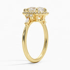 18K Solid Gold Fran Pear Vintage Accent Lab Diamond Ring