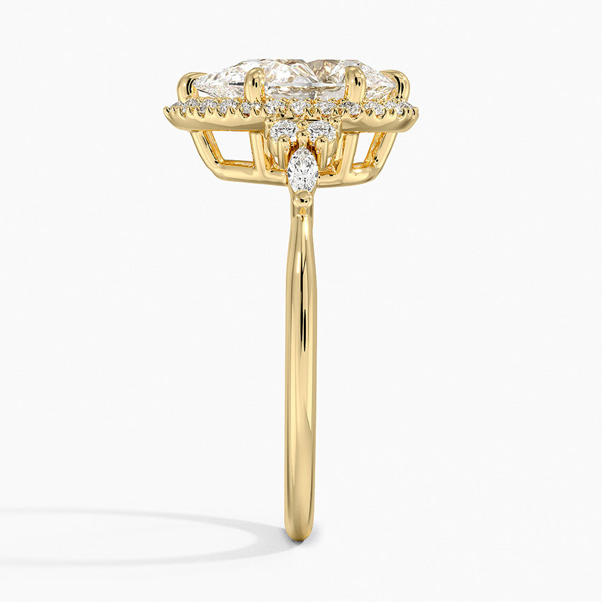 18K Solid Gold Fran Pear Vintage Accent Lab Diamond Ring