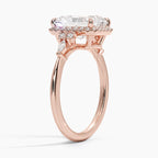 18K Solid Gold Fran Radiant Vintage Accent Lab Diamond Ring