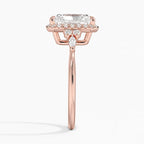 18K Solid Gold Fran Radiant Vintage Accent Lab Diamond Ring