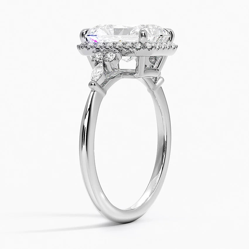 Fran Vintage Accents (Round and Marquise Side Stones) Lab Diamond Ring in 18K Gold - Radiant