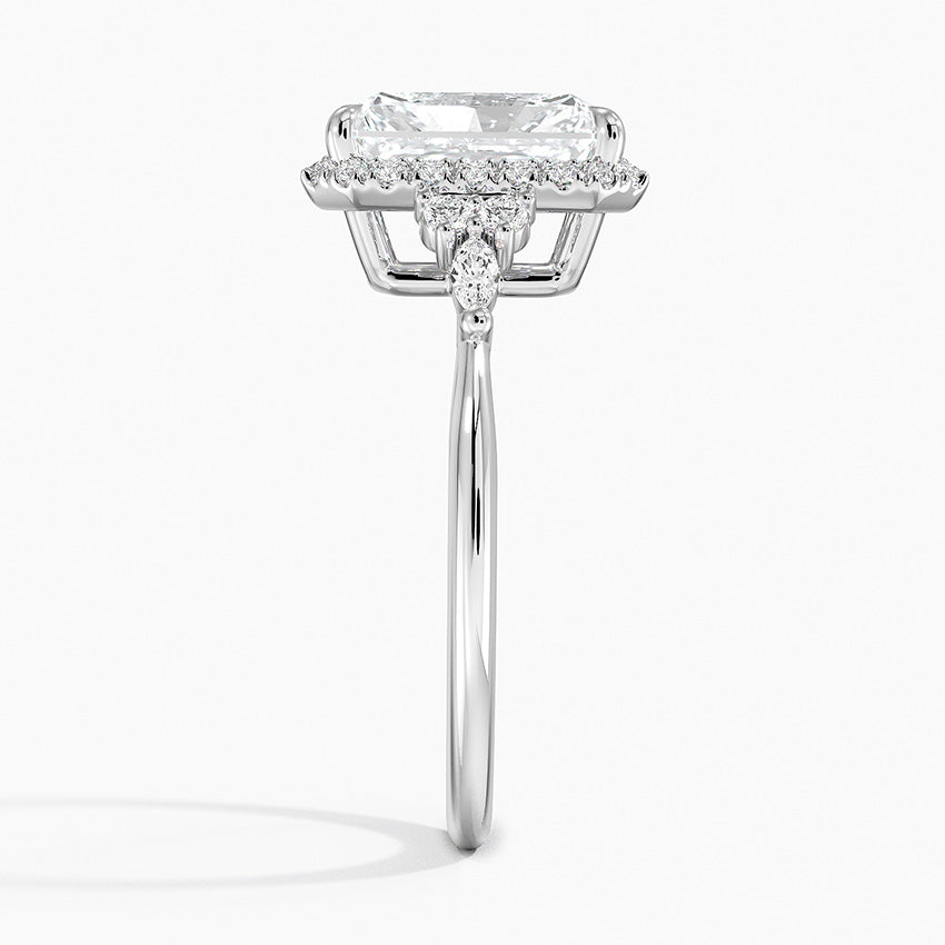 Fran Vintage Accents (Round and Marquise Side Stones) Lab Diamond Ring in 18K Gold - Radiant