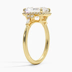 18K Solid Gold Fran Radiant Vintage Accent Lab Diamond Ring
