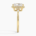 18K Solid Gold Fran Radiant Vintage Accent Lab Diamond Ring