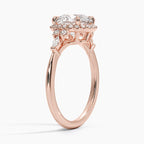 18K Solid Gold Fran Round Vintage Accent Lab Diamond Ring