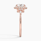 18K Solid Gold Fran Round Vintage Accent Lab Diamond Ring
