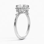 18K Solid Gold Fran Round Vintage Accent Lab Diamond Ring