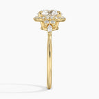 18K Solid Gold Fran Round Vintage Accent Lab Diamond Ring