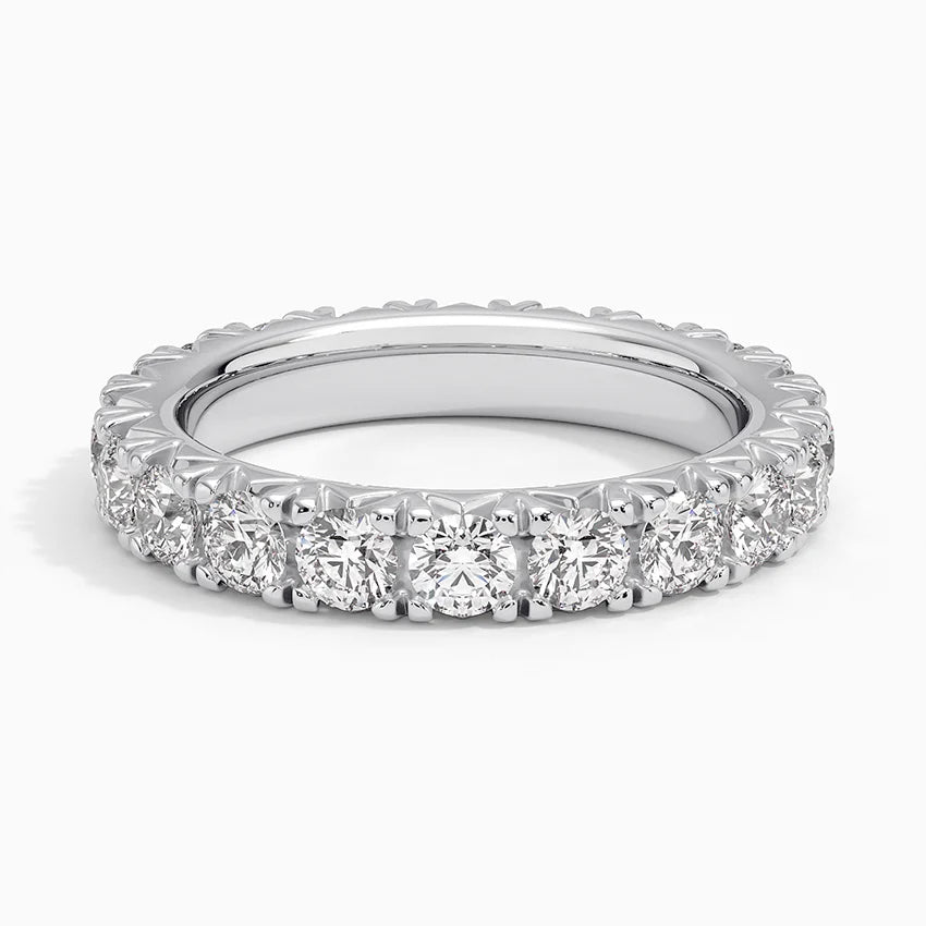 Eternity French Pave Lab Grown Diamond Band Ring 18K Gold - Round