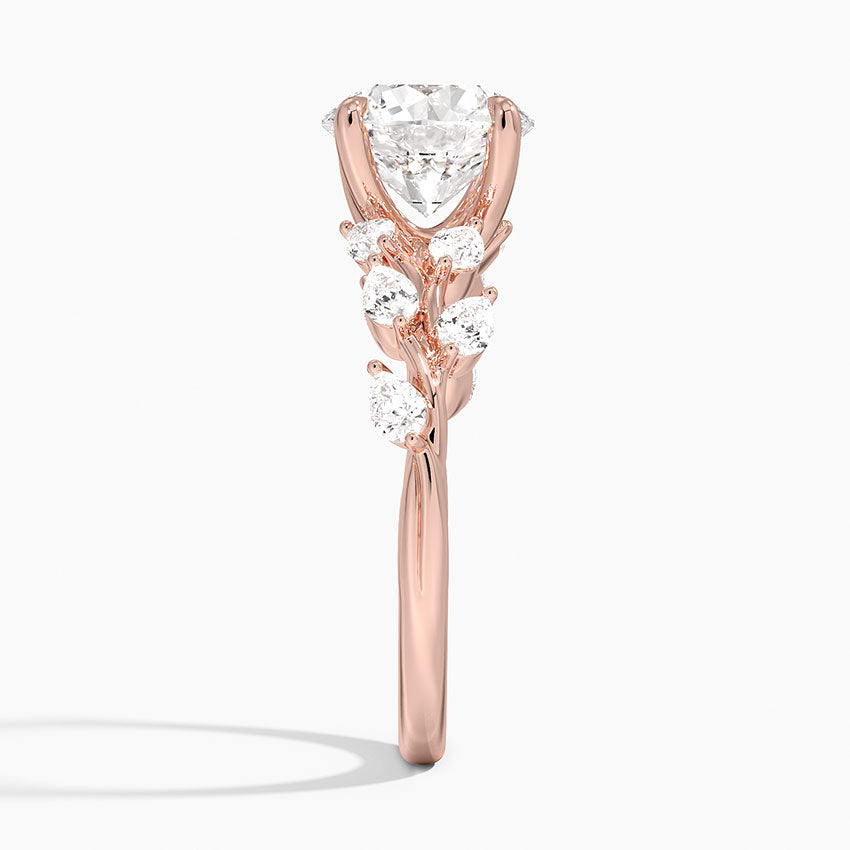 Gardenia Accents Lab Grown Diamond Engagement Ring in 18k Gold