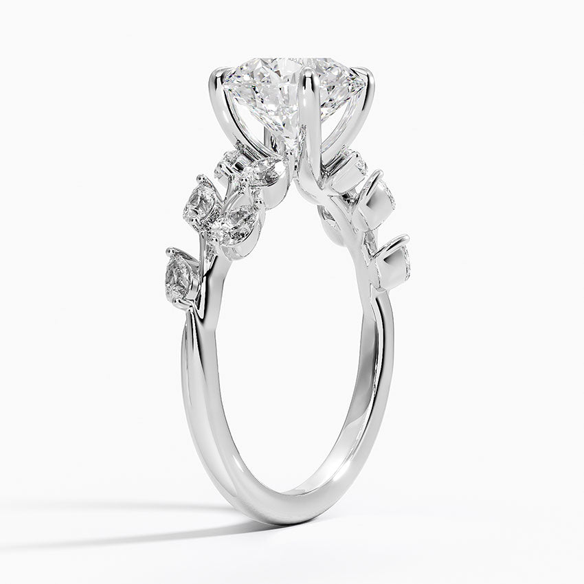 Gardenia Accents Lab Grown Diamond Engagement Ring in 18k Gold