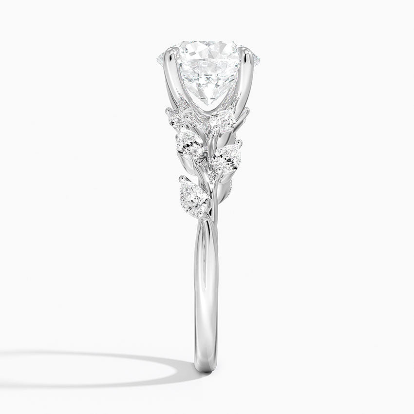 Gardenia Accents Lab Grown Diamond Engagement Ring in 18k Gold