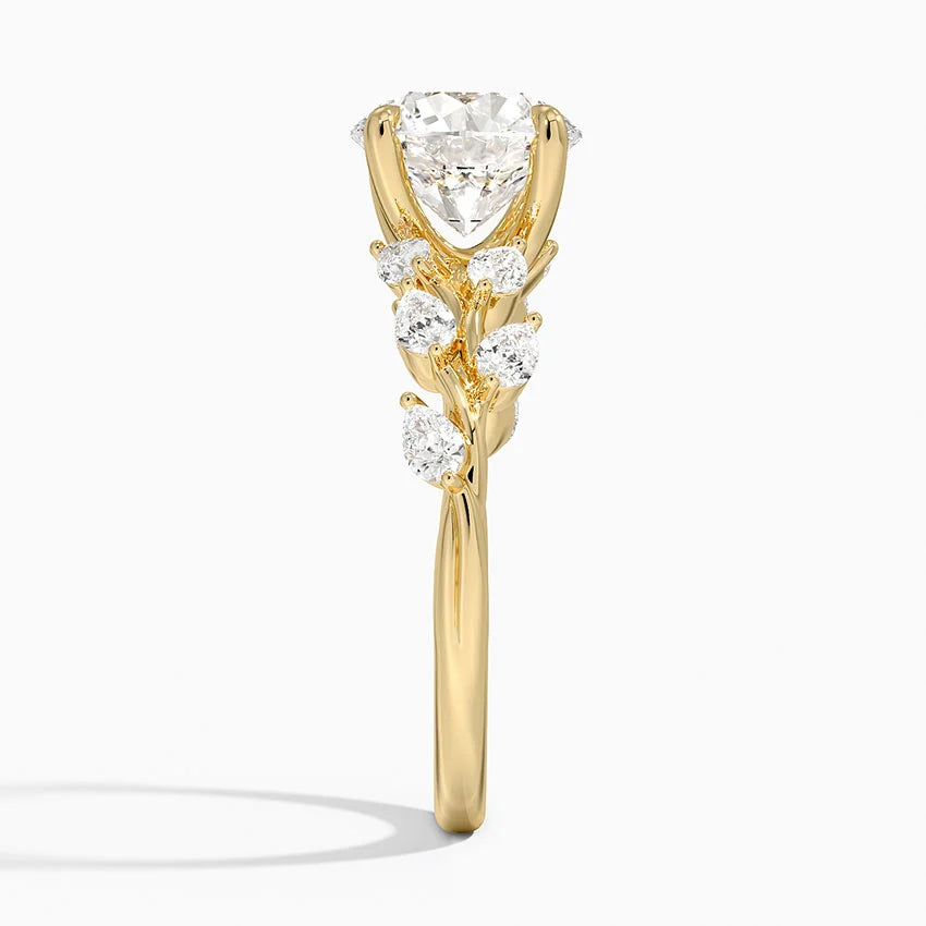 Gardenia Accents Lab Grown Diamond Engagement Ring in 18k Gold