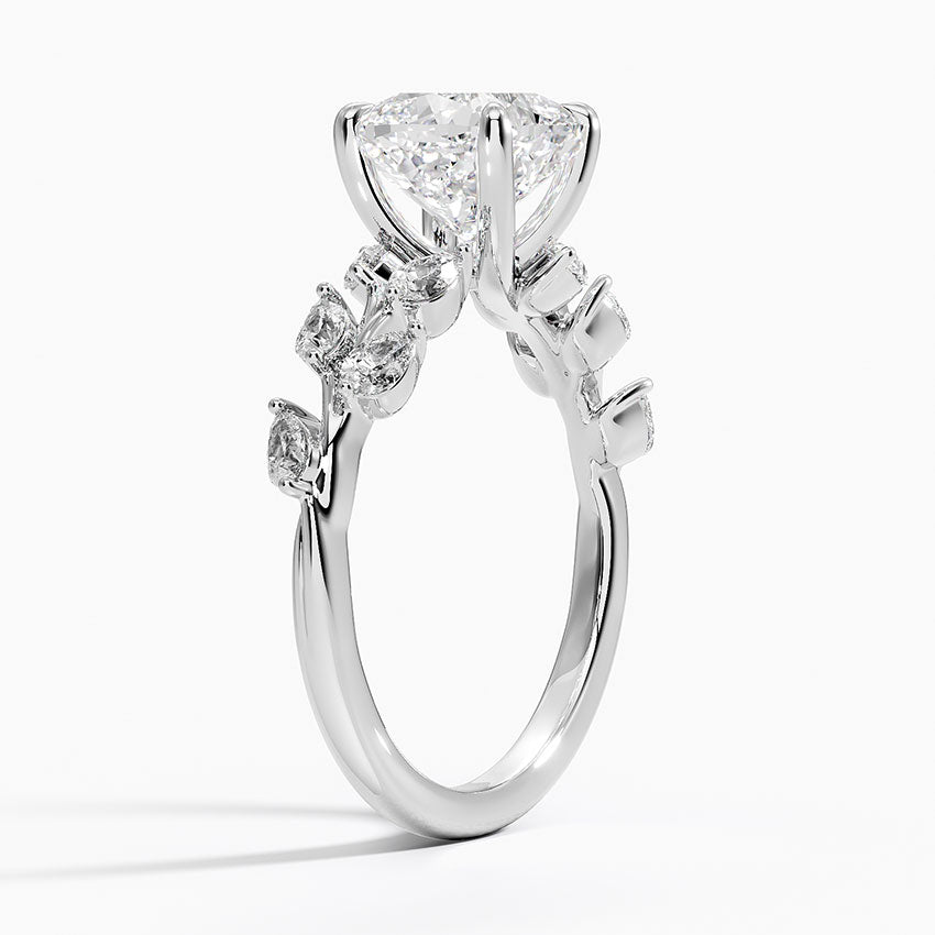 Gardenia Accents Lab Grown Diamond Engagement Ring in 18k Gold