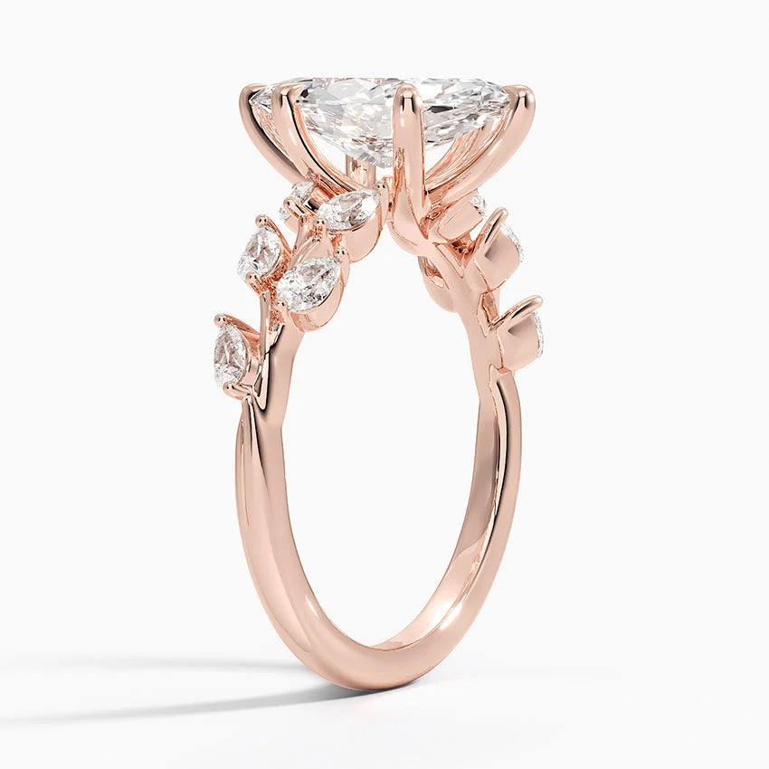 Gardenia Accents Lab Grown Diamond Engagement Ring in 18k Gold