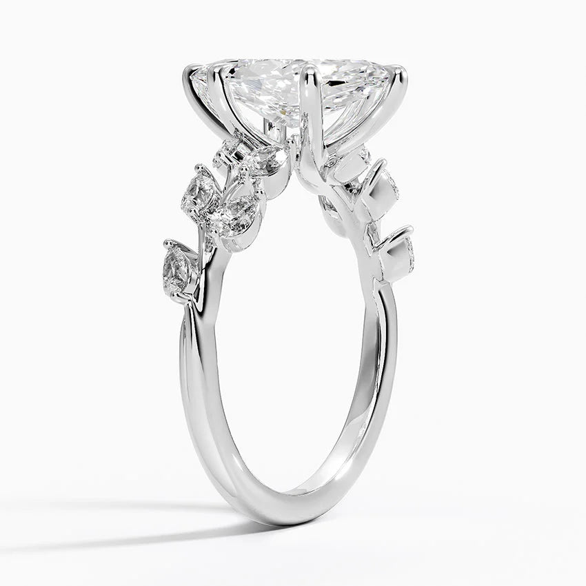 Gardenia Accents Lab Grown Diamond Engagement Ring in 18k Gold