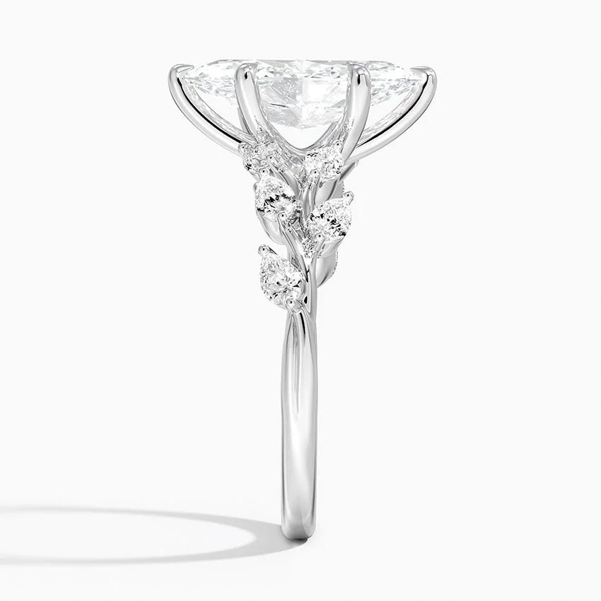 Gardenia Accents Lab Grown Diamond Engagement Ring in 18k Gold