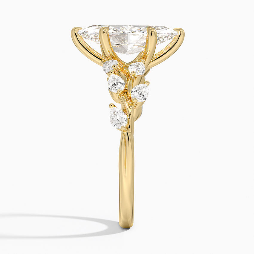 Gardenia Accents Lab Grown Diamond Engagement Ring in 18k Gold