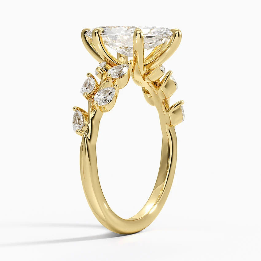 Gardenia Accents Lab Grown Diamond Engagement Ring in 18k Gold